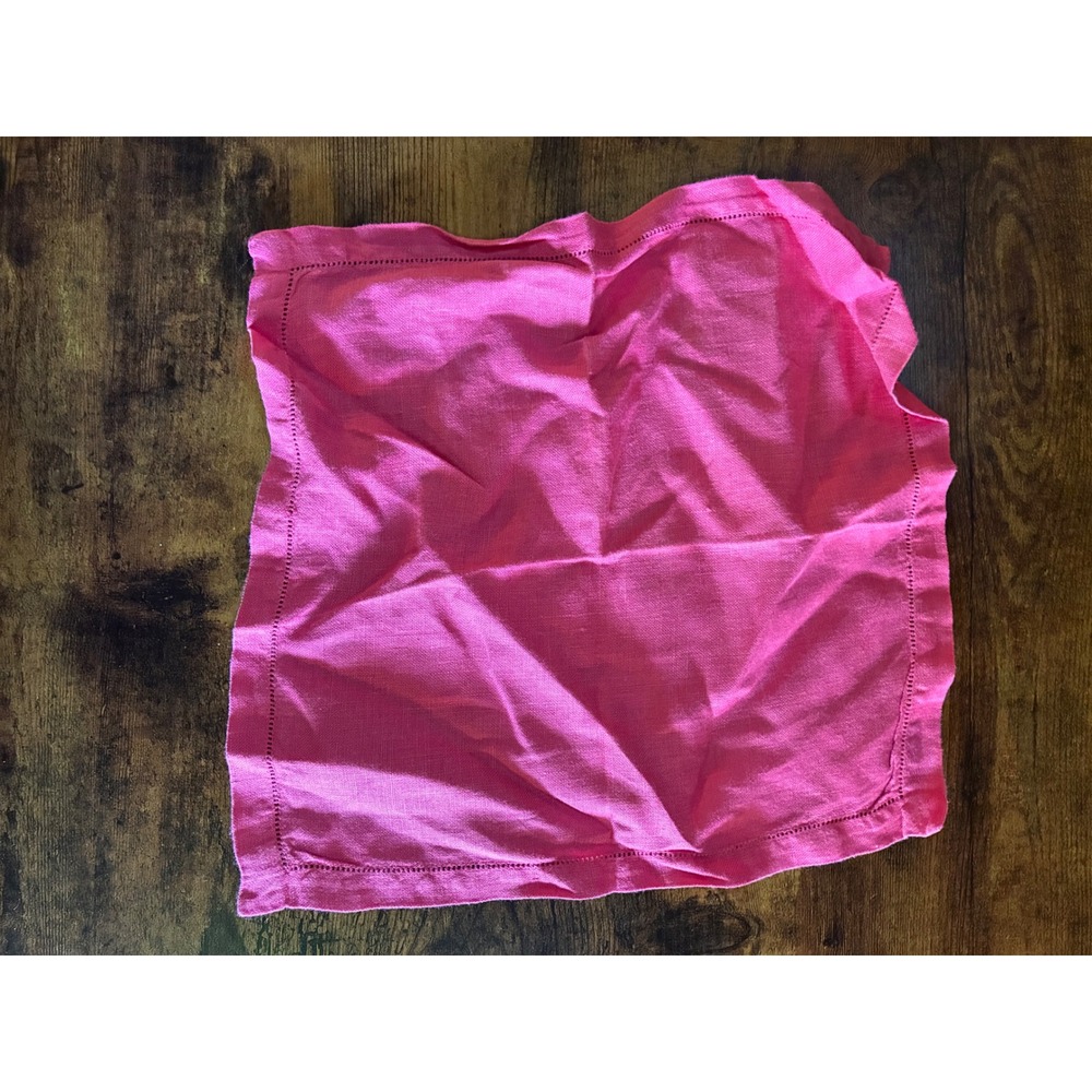Unbranded Linen Napkins Set of 4 Pink Excellent Hemstitch Square Table Linens